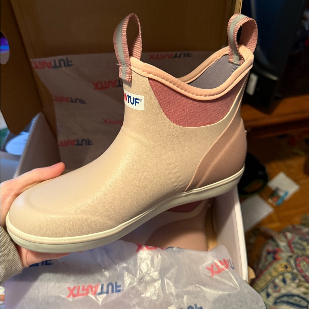 XTRATUF Pink and Cream Ankle Boots